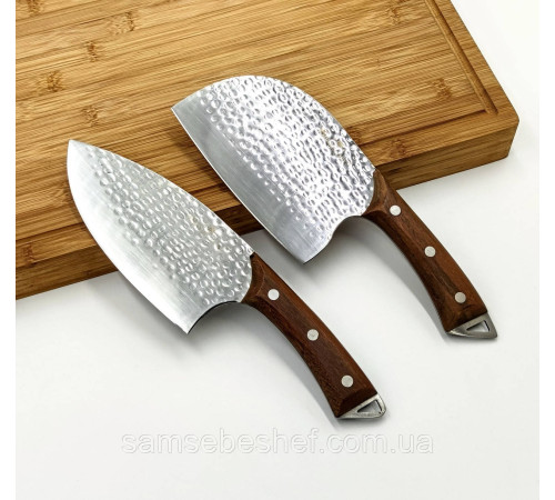 Сербський ніж-сокирка для нарізки 17 см 2 штуки Sonmelony Bubble Steel