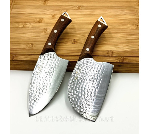 Сербський ніж-сокирка для нарізки 17 см 2 штуки Sonmelony Bubble Steel