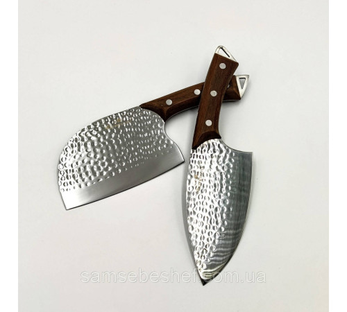 Сербський ніж-сокирка для нарізки 17 см 2 штуки Sonmelony Bubble Steel