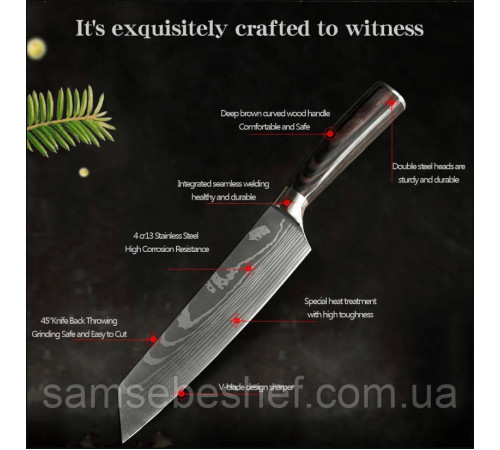 Японський ніж Кірітсуке Kiritsuke 18 см Damascus Style — купити в Lumi-Shop