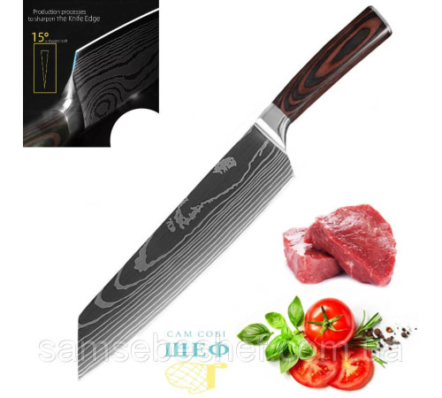 Японський ніж Кірітсуке Kiritsuke 18 см Damascus Style — купити в Lumi-Shop