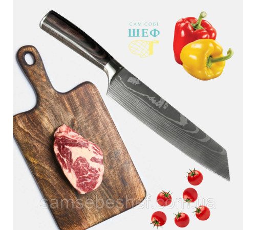 Японський ніж Кірітсуке Kiritsuke 18 см Damascus Style — купити в Lumi-Shop