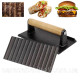 Чавунний прес для гриля прямокутний з дерев'яним руків'ям Cast Iron Press Grill BBQ